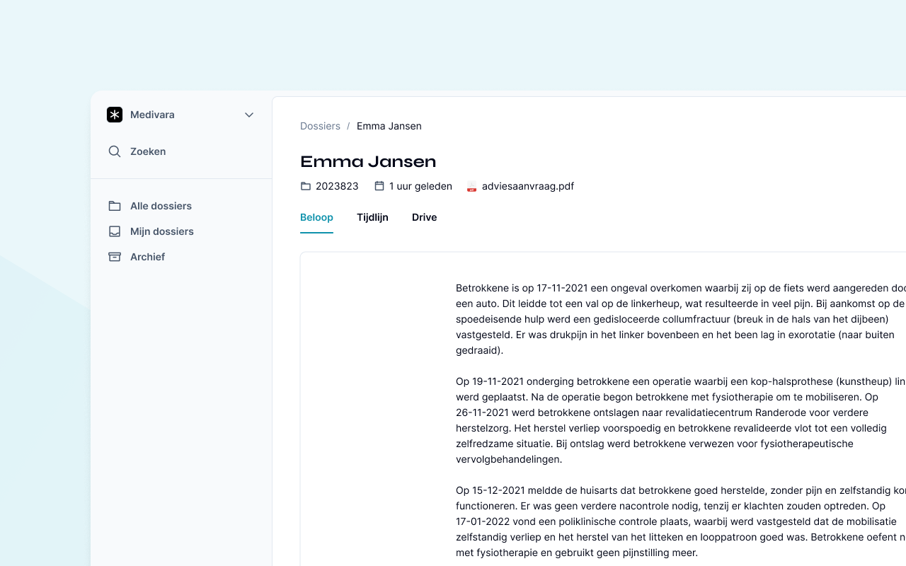 Medivara zet complexe medische dossiers om in kernachtige en overzichtelijke samenvattingen.