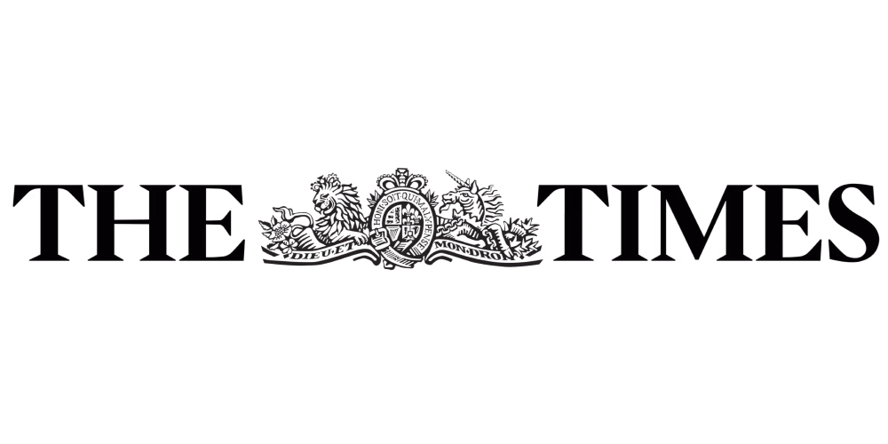 The Times logo featuring the words 'THE TIMES' in uppercase serif letters with a detailed emblem of a lion and a unicorn between the words.