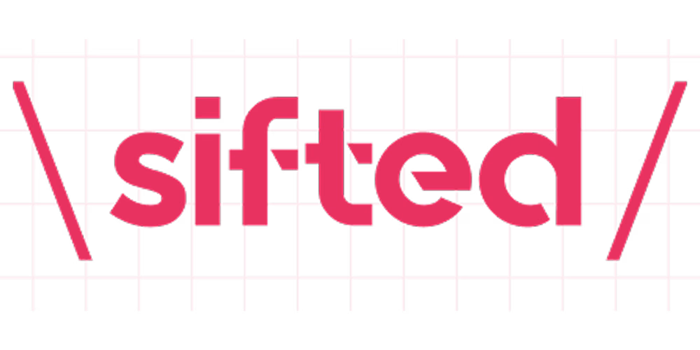 The word "sifted" in bold pink letters over a pink grid background with backslashes before and after the word at each side.
