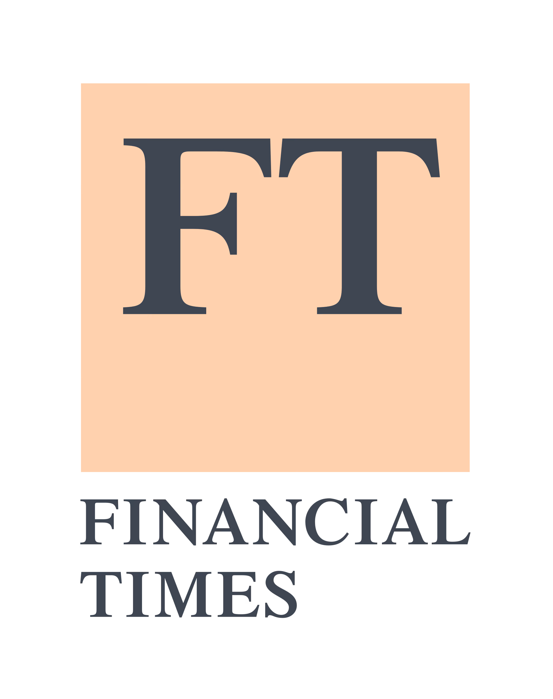 Financial Times logo with the letters FT in a peach-colored square followed by the words Financial Times in black serif font on a white background.