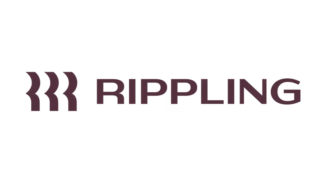 Rippling company logo with three stylized curved lines on the left and the word 'RIPPLING' in uppercase letters to the right.