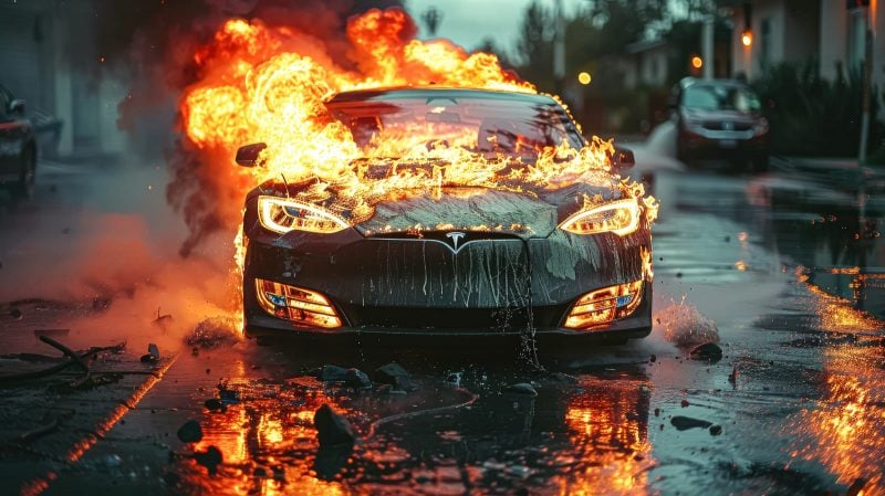 Le mythe de la voiture électrique qui prend feu plus facilement qu'une voiture thermique reste le plus répandu. Malgré de nombreuses études montrant le contraire ! 