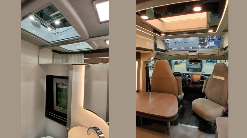 La cabinet de toilette ne manque pas de lumière et la l'espace salon lui non plus.