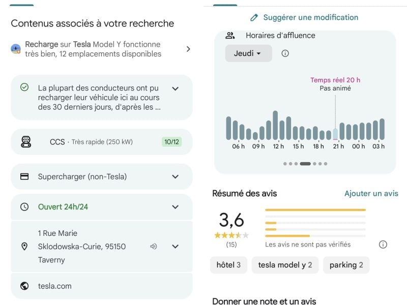 Google Maps intègre désormais les données en direct du réseau Tesla Supercharger.