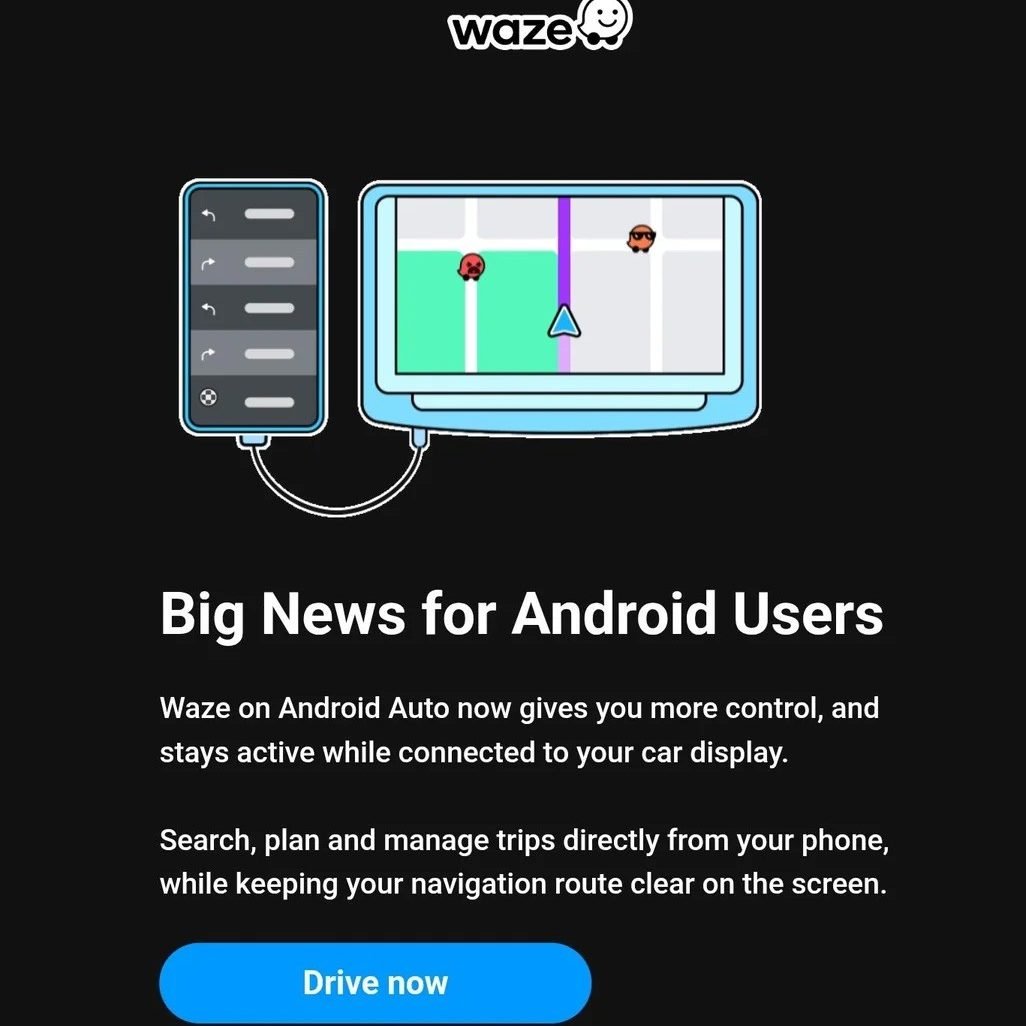 Avec cette nouvelle fonctionnalité il sera possible d'utiliser Waze directement sur son téléphone même lorsqu'il est branché à Android Auto. Utile pour les voitures sans écran tactile.  © Waze