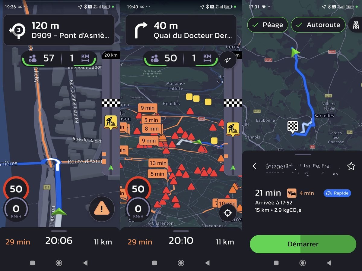 La navigation reste pertinente dans la plupart des circonstances, avec des temps de roulage cohérents. En revanche avec les alertes affichées quand on dézoome, ça devient vite illisible.
