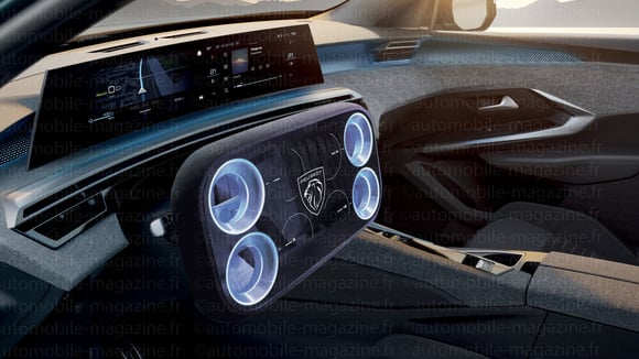 Illustration d'une hypothèse d'arrivée du volant Hypersquare sur les Peugeot e-3008 et e-5008