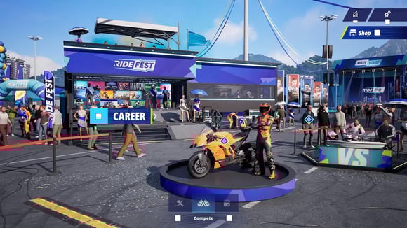 Le Ride Fest sert de hub central pour accéder aux modes et à la progression