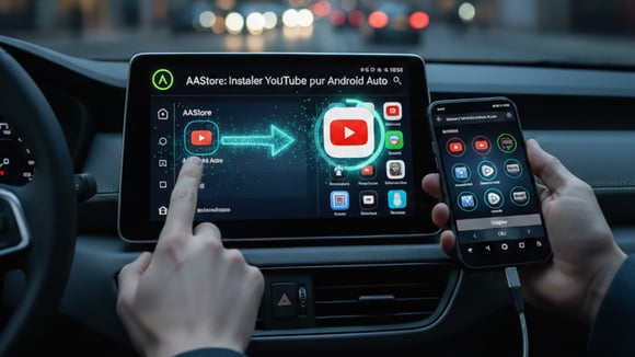 AAStore avec des applications pour étendre Android Auto, dont CarTube pour accéder à YouTube