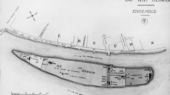 Plan de l'Île Seguin en 1919