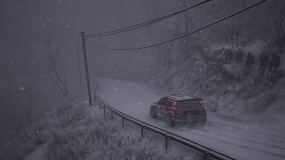 Capture d’écran d’Assetto Corsa Rally montrant le système de neige dynamique