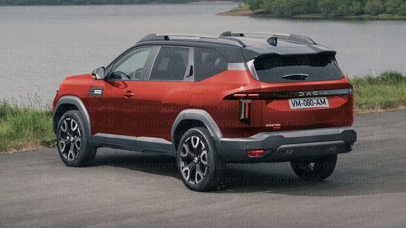 Arrière du Dacia Bigster restylé avec bandeau lumineux et signature en T