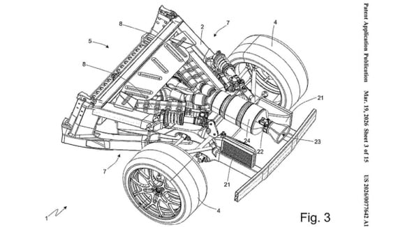 Schéma d’intégration du moteur Ferrari Y12 dans un châssis