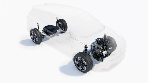 Réservoir GPL de 50 litres à la place de la roue de secours sur le Renault Symbioz Eco-G 120