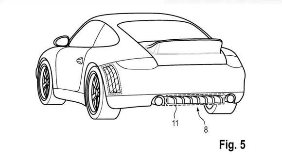 Illustrations du brevet sur une Porsche 911 (type 997)