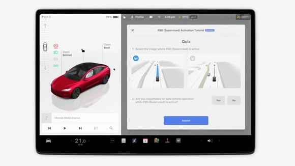 Le quiz d’activation du FSD pose des questions très évidentes