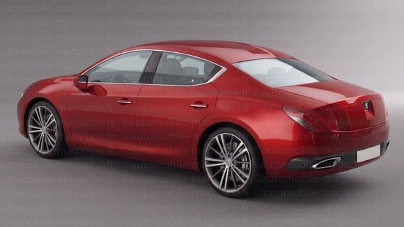Illustration du projet W35 de Peugeot, berline 608 envisagée à la fin des années 2000