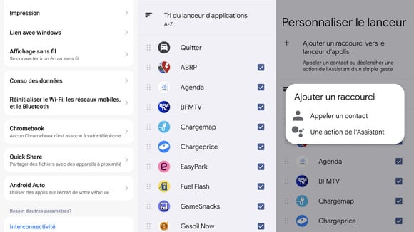 Gestion des applications affichées dans Android Auto depuis les paramètres du smartphone