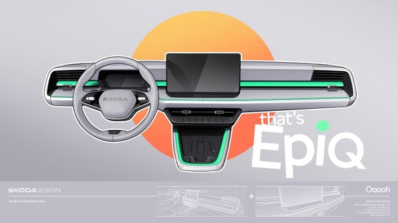 L’habitacle du Skoda Epiq adopte un style épuré et mise sur une sensation d’espace à bord.