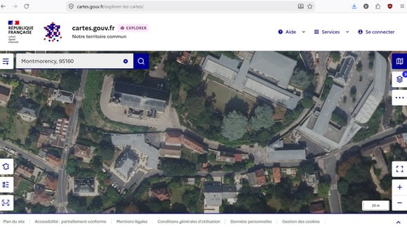 Interface de cartes.gouv.fr : portail unique de l’IGN regroupant plusieurs services