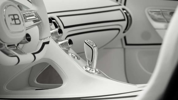 Détails en porcelaine dans l’habitacle de la Bugatti Mistral Blanc Éternel