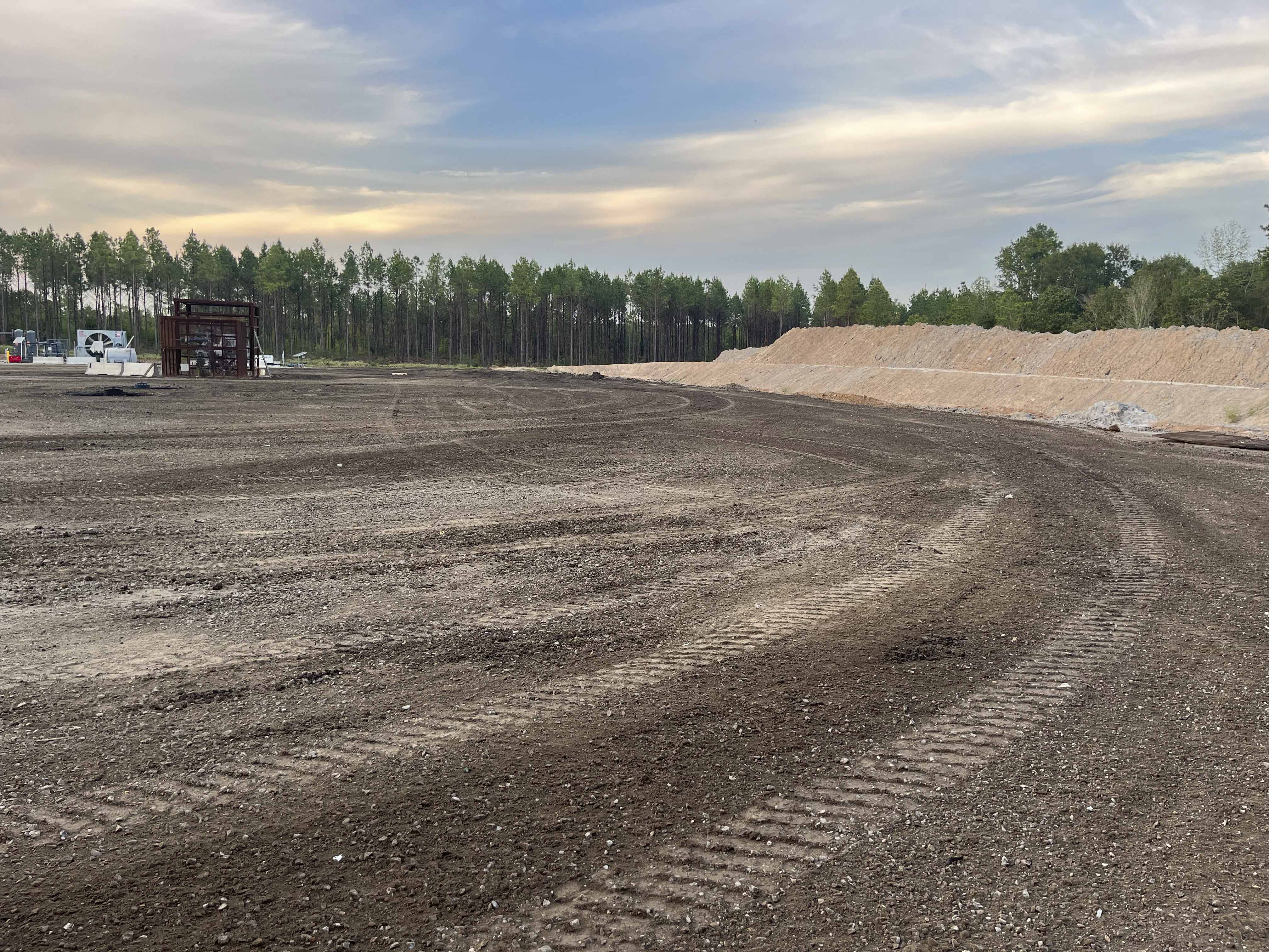 Graded dirt work and prepared oilfield location in North Louisiana ready for drilling operations