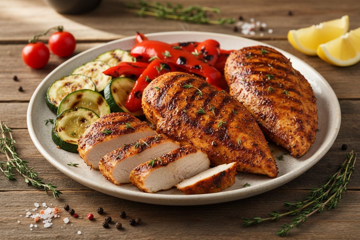 Tulisella cajun-marinadilla maustetut broilerinleikkeet grillattuna – helppo, nopea ja täynnä makua.