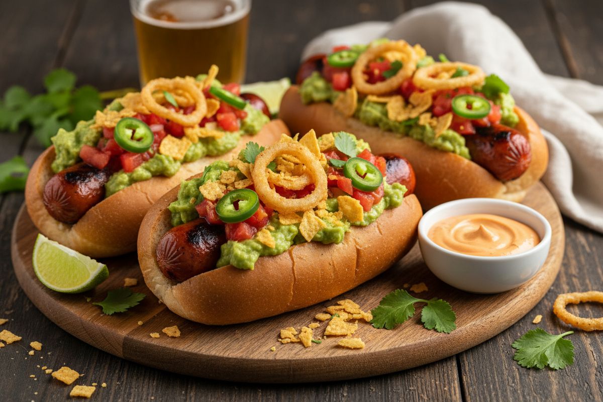 Mehevät TexMex-hodarit grillimakkaralla, guacamolella, tulisella salsalla ja chipotle-majoneesilla – lihanystävän täydellinen illallinen.