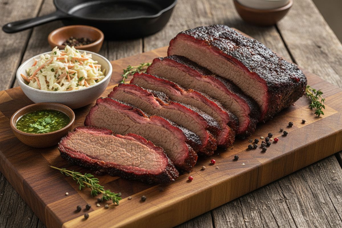 Mehevä Texas-tyylinen naudan brisket maustetaan rub-seoksella, haudutetaan yön yli uunissa ja viimeistellään savuisella grillipinnalla.