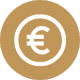 Weißes Euro-Symbol in einem goldenen Kreis.