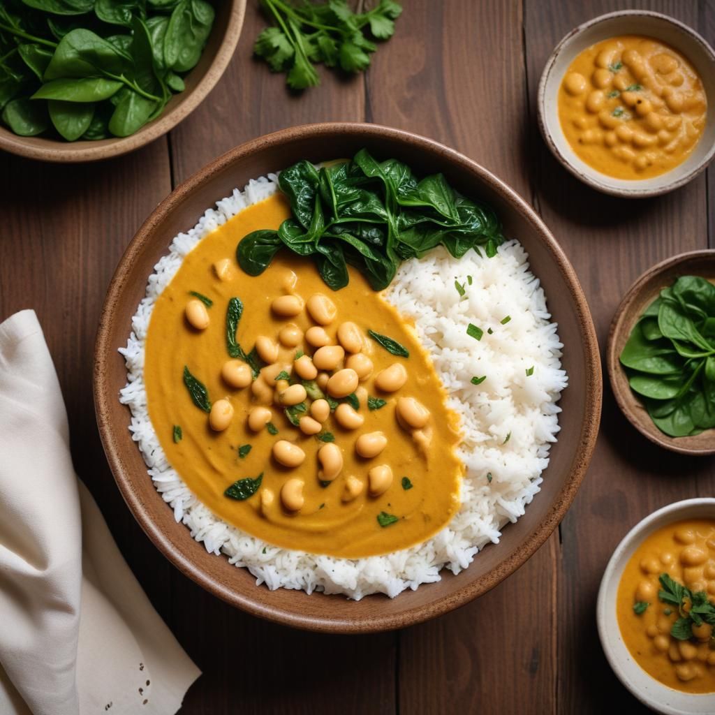 Nopea viiden aineksen kasviskarryi valkopavuilla, pinaatilla ja kookosmaidolla – arjen pelastaja alle 30 minuutissa.