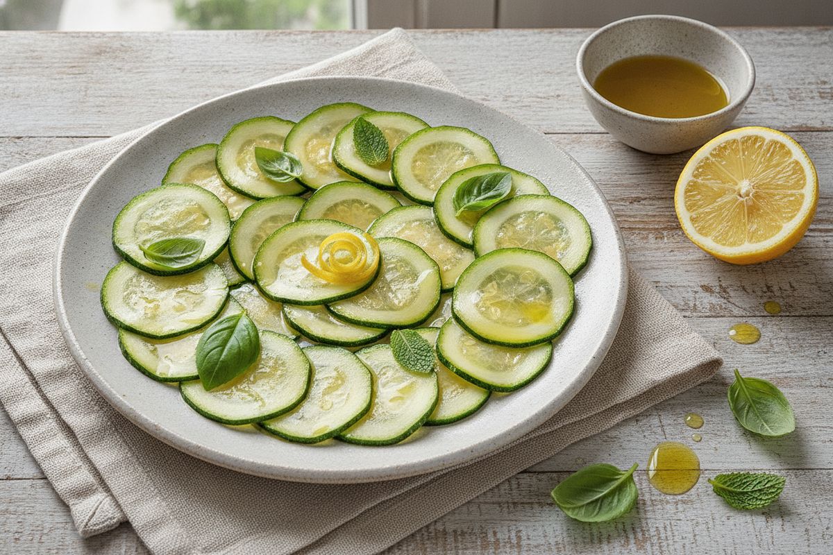 Marinoidut kesäkurpitsaviipaleet ovat nopea ja raikas kasvisruoka, joka sopii lisukkeksi, antipastolle tai grillatun leivän päälle.