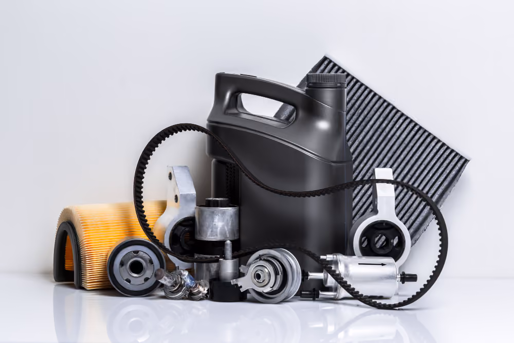 A collection of car parts that Oilstop will check during the 33-point inspection 