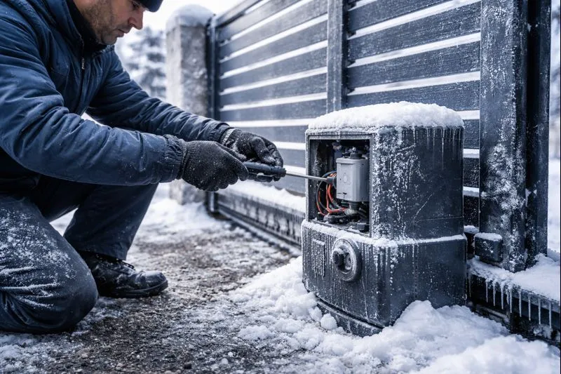 Portail bloqué par le gel ou l'humidité ? Voici quoi faire en hiver