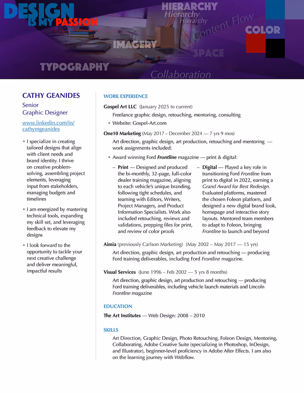 Image thumbnail of Cathy Geanides Resume