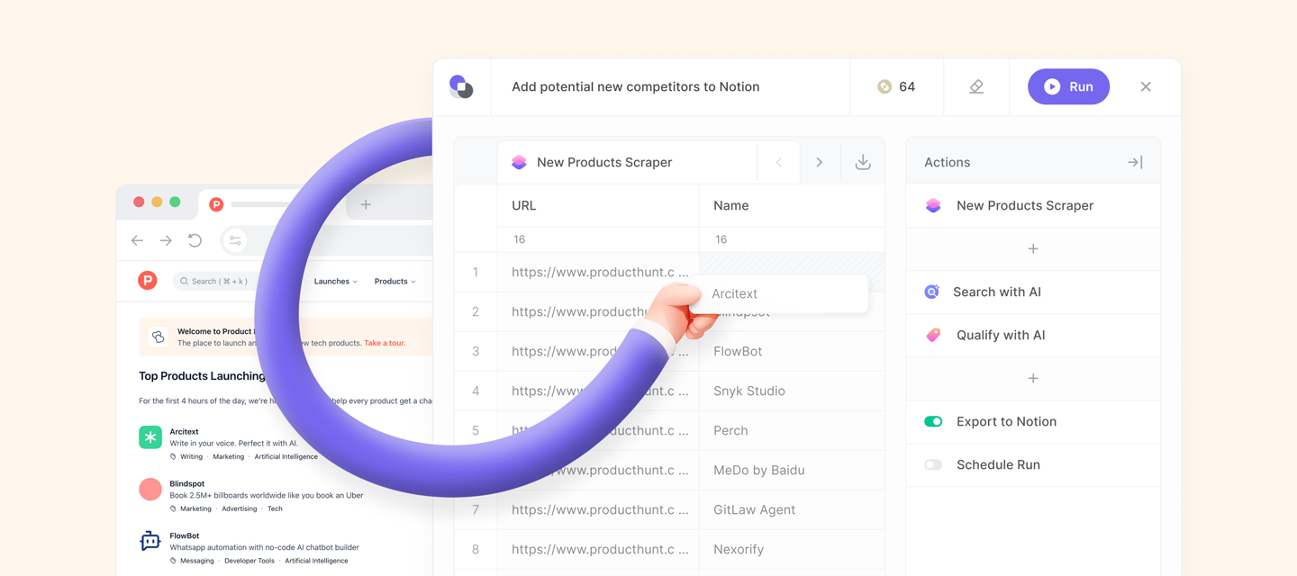 Bardeen for Solopreneurs. Scraping Product Hunt.