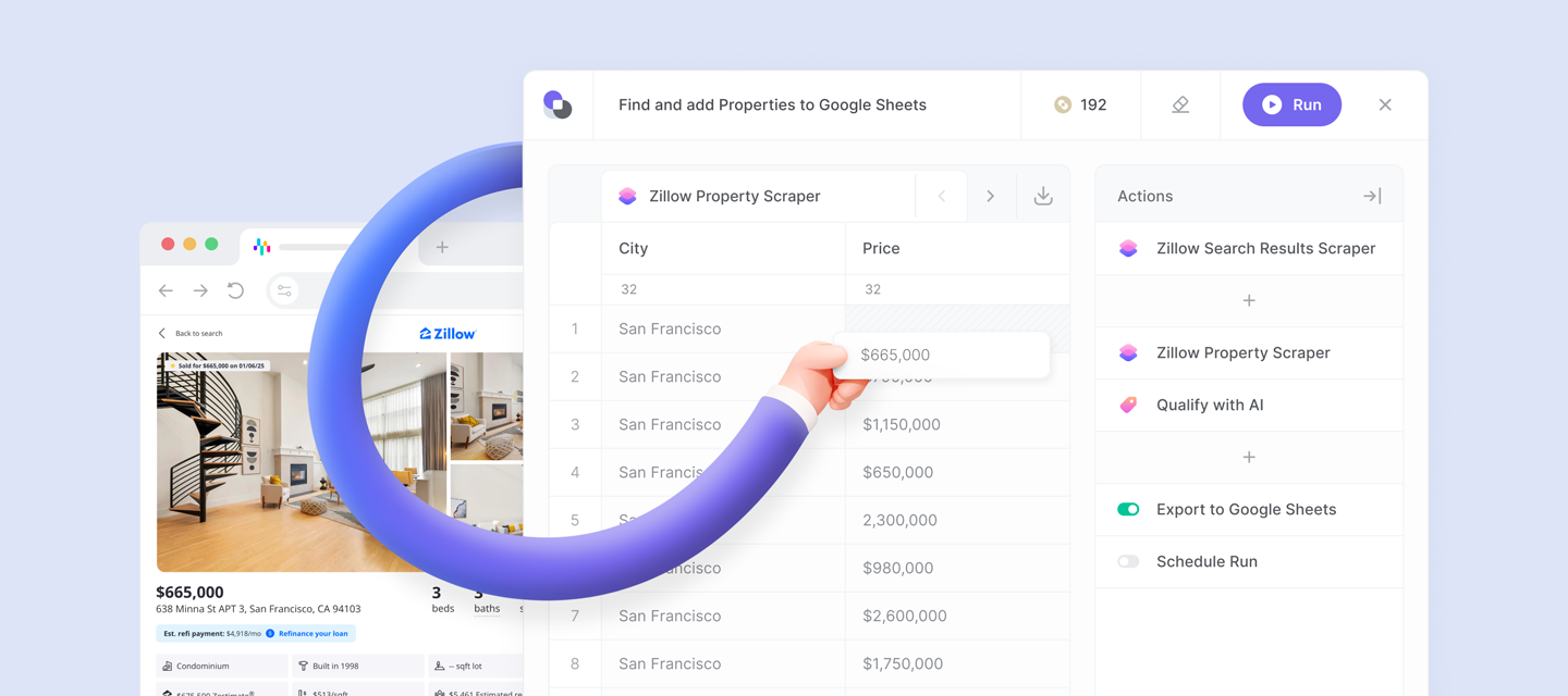 Searching and Scraping Real Estate Details from Zillow with Bardeen.