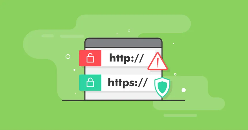 Infographic showing the difference between HTTP and HTTPS