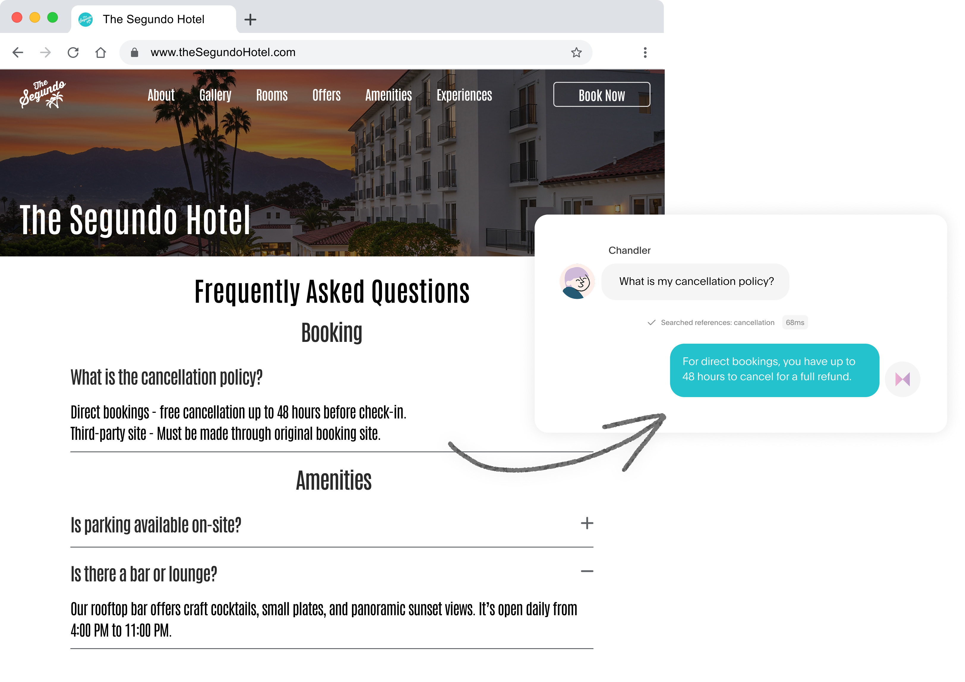 Reduce guest inquiries with AI that reads your website.
