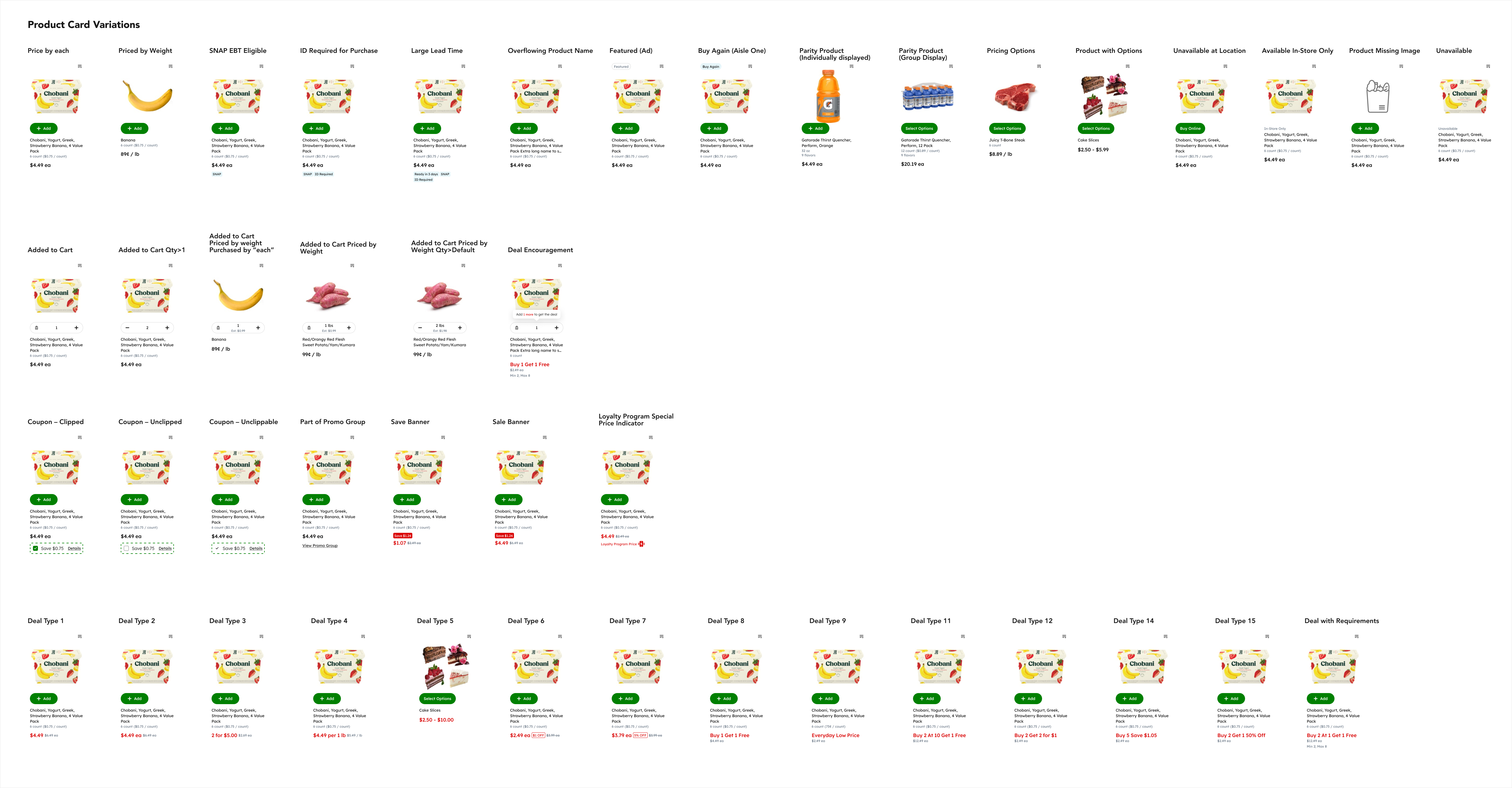 Image showing every variation of product card