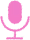 Icono de micrófono rosa con una base y tres ondas de sonido a cada lado.