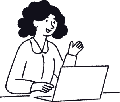 Illustration of a woman working on a laptop with plants around her on a desk.
