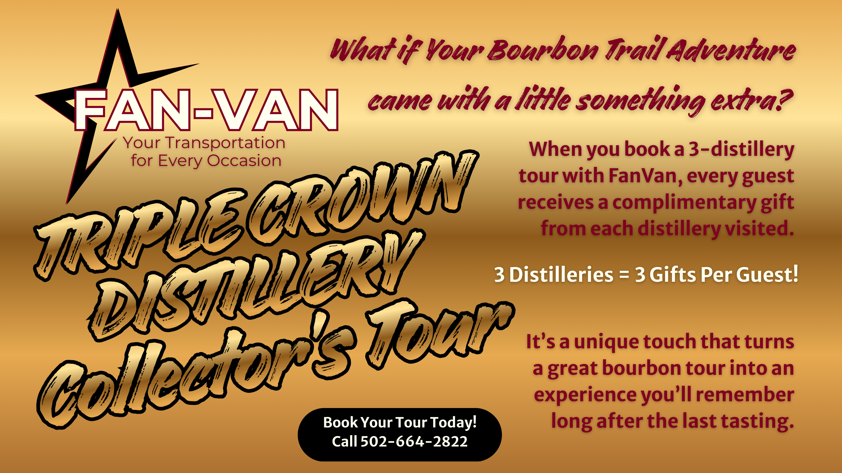 Fan Van Triple Crown Distillery Collector's Tour - Book Your Tour Today