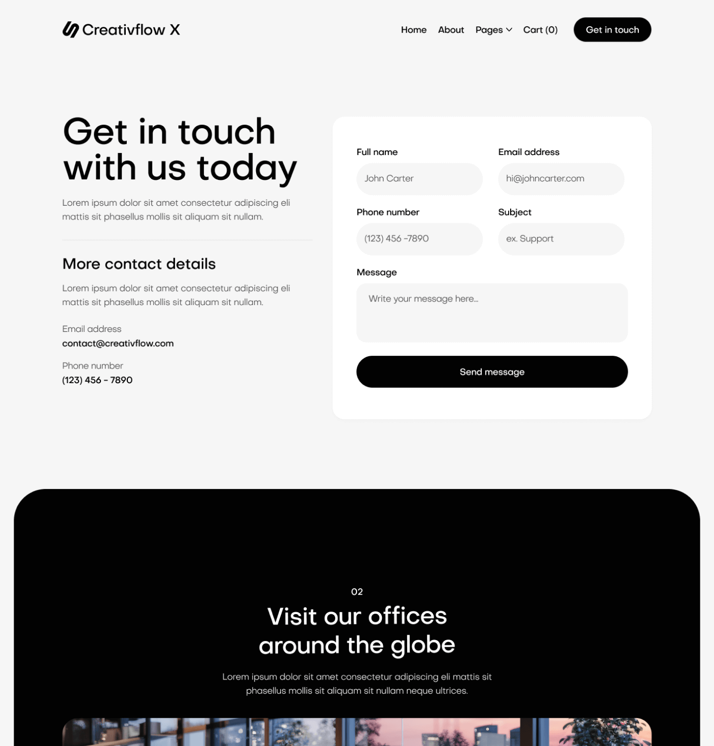 Creativflow X - Contact V2 Main Page - Marketing Agency Webflow Template