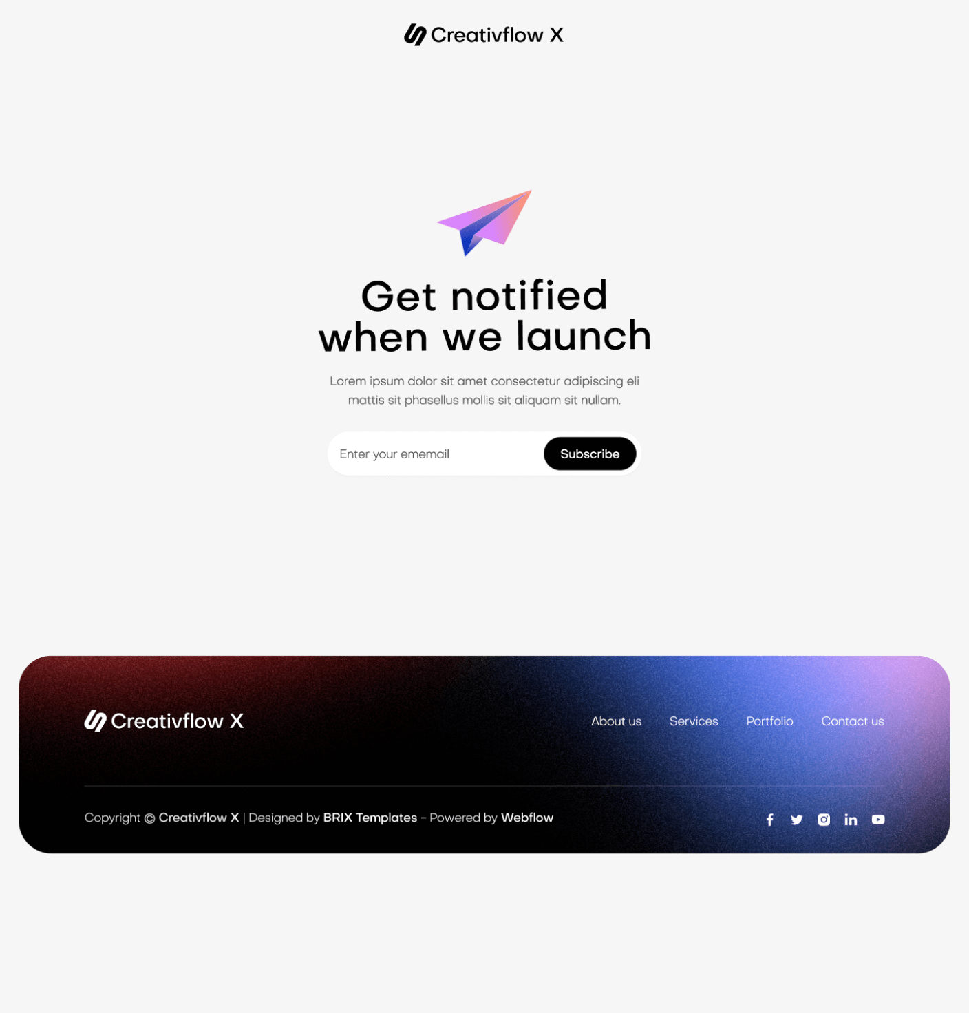 Creativflow X - Coming Soon Utility Page - Marketing Agency Webflow Template