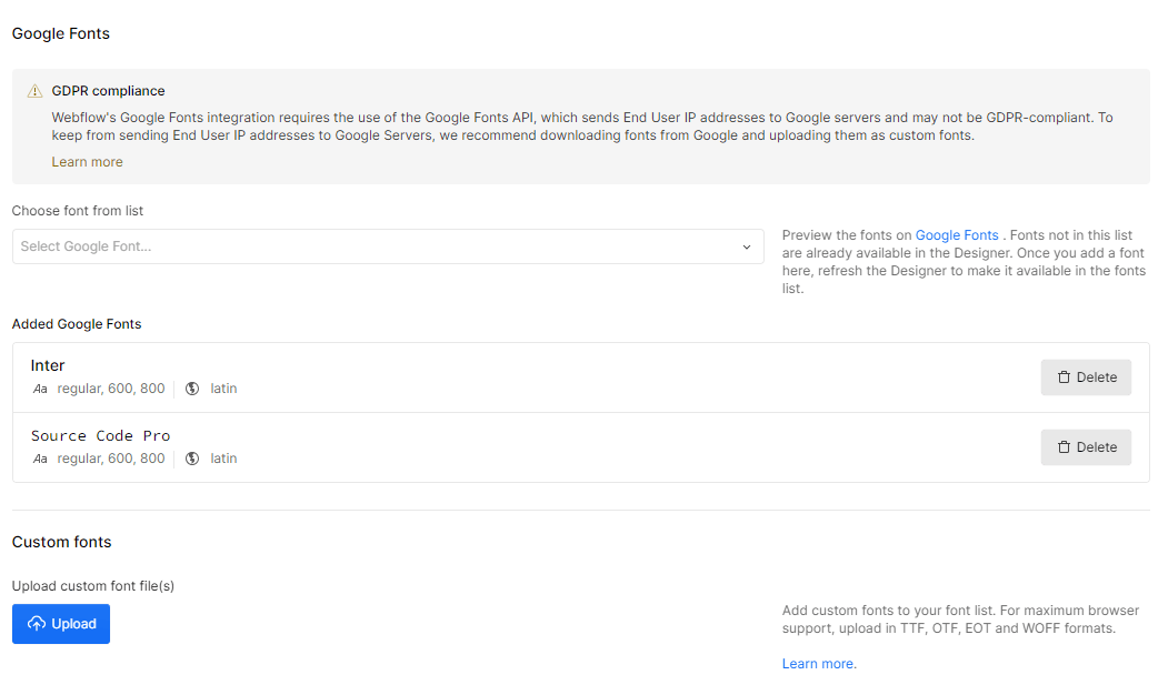 Custom Fonts - Creativflow X Webflow Template