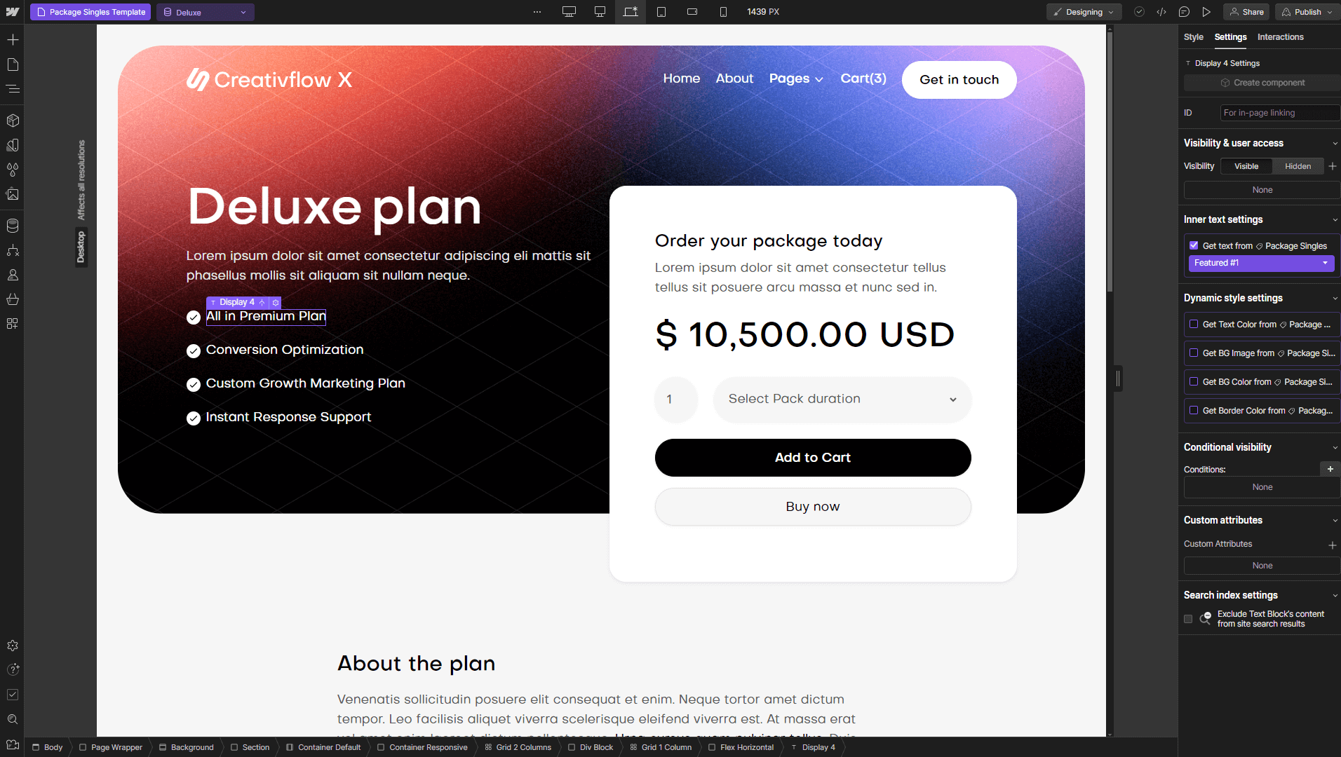 Ecommerce Page - Creativflow X Webflow Template