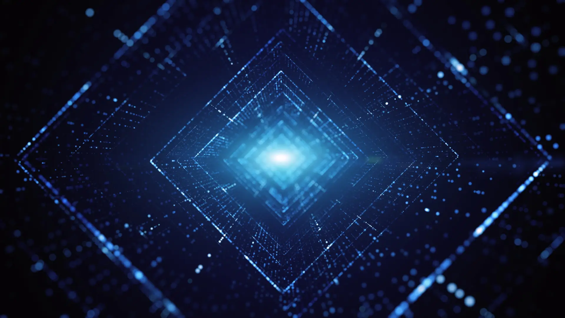 um quadrado azul com uma luz brilhando no meio