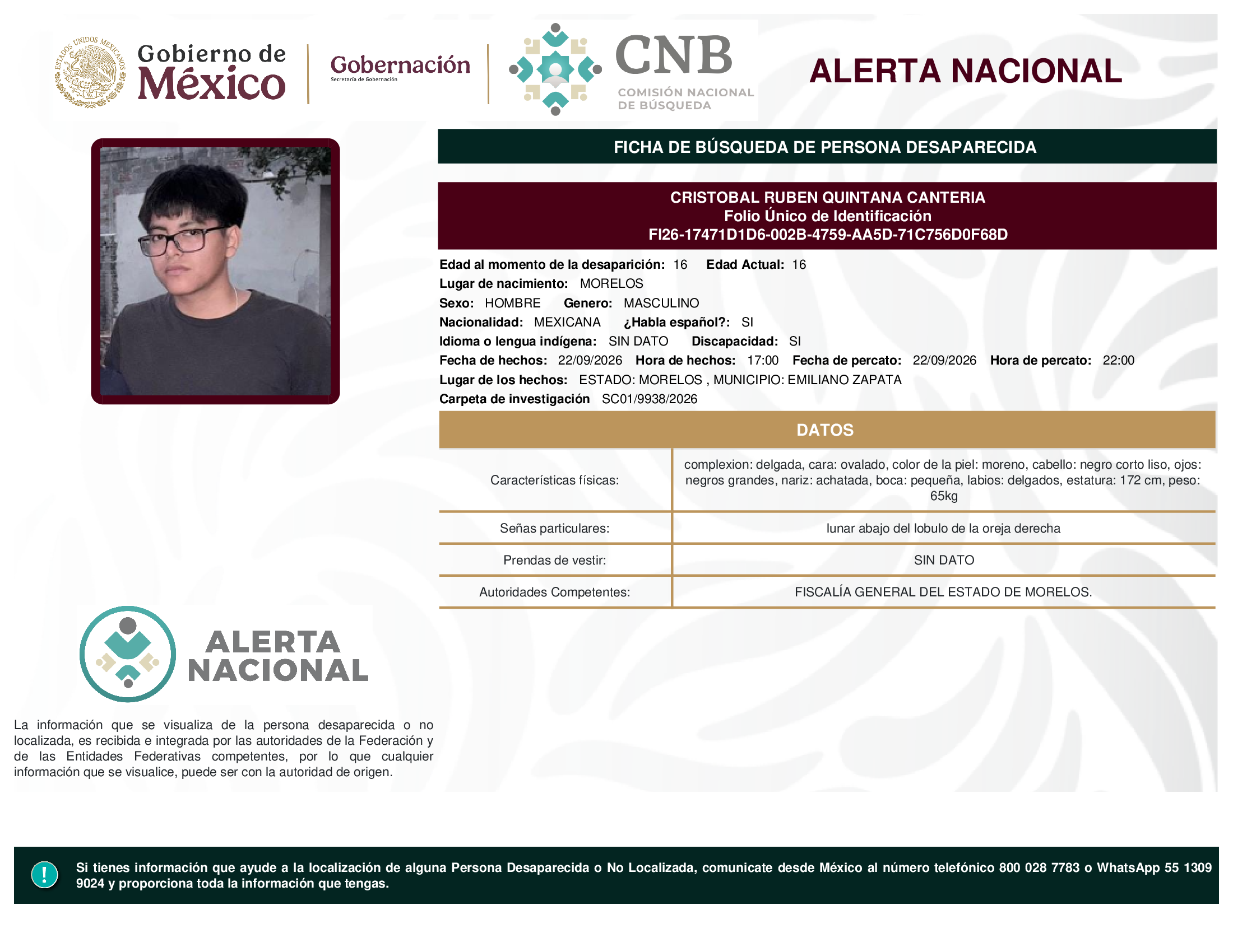 CRISTOBAL RUBEN QUINTANA CANTERIA