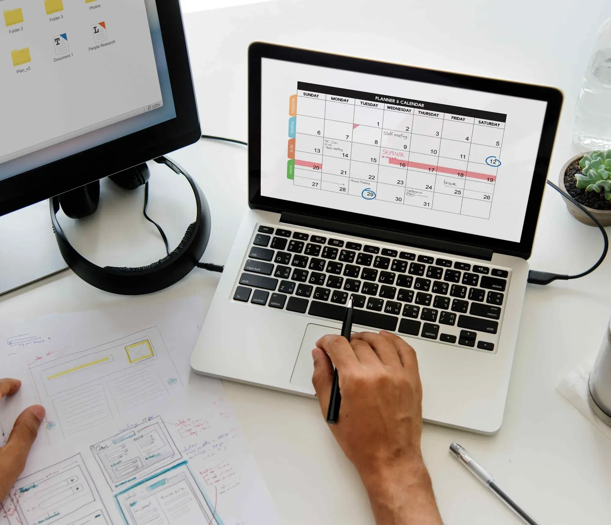 Laptop showing Google Calendar slot booked by natural-language AI appointment scheduler.